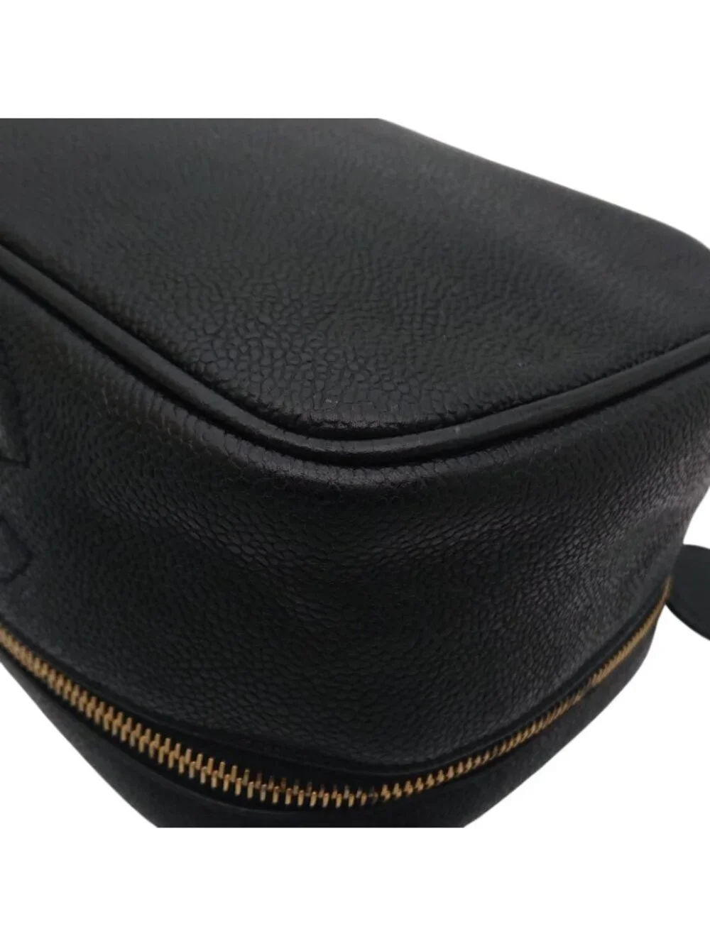 Chanel Vanity Bag Caviar Leather CC Logo Black Gold